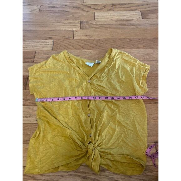 Rachel Zoe women's gold yellow 100% Linen Button-Front Tie-Knot thin Top size - Picture 6 of 7